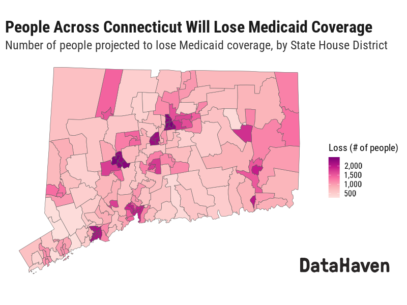 Medicaid Coverage Loss by Connecticut State House District Total